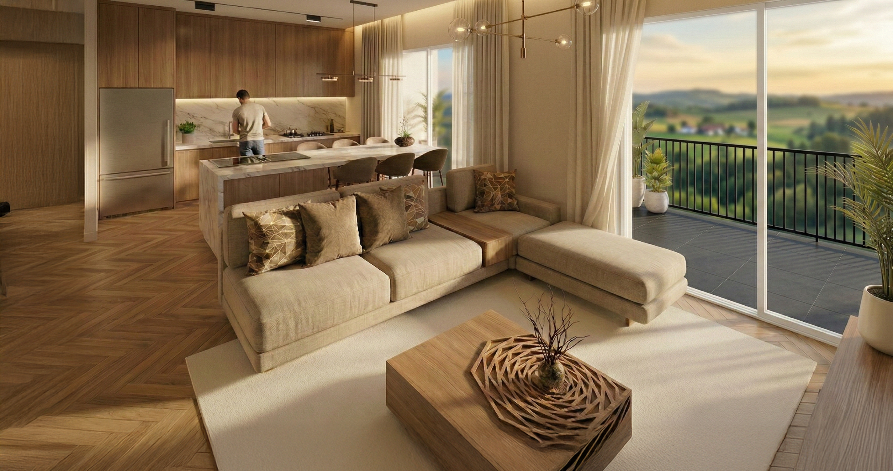 Helles Wohnzimmer mit Balkon